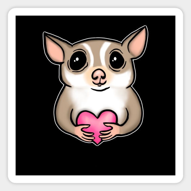 Sugar Glider Pink Heart for Sugar Glider Lovers Magnet by Mochi Merch